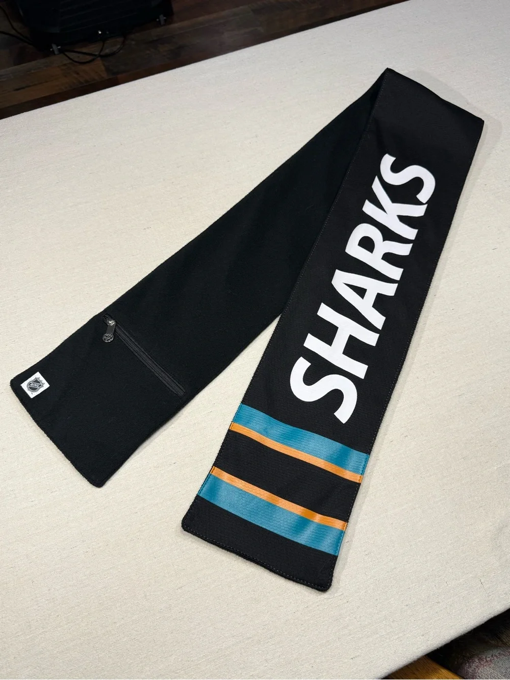 San Jose Sharks NHL Scarf with Logo - Black, Teal & Orange